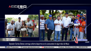 Senador Carlos Gómez entrega utilería deportiva en la comunidad el algarrobo de Moca