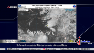 Se forma al suroeste del Atlántico tormenta subtropical Nicole