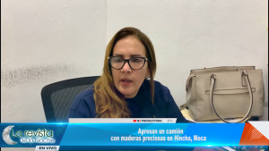 Milagros García, fiscal de medio ambiente informa del apresamiento de un camión con maderas preciosas en Hincha, Moca