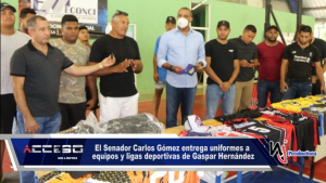 El Senador de Espaillat, Carlos Gómez entrega uniformes a equipos y ligas deportivas de Gaspar Hernández