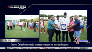 Senador Carlos Gómez recibe reconocimiento por sus aportes al deporte de Asociación de Fútbol de Espaillat