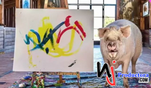 Este talentoso cerdo, conocido como Pigcasso, ha creado un cuadro único en solidaridad con Ucrania