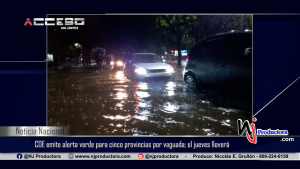 COE emite alerta verde para cinco provincias por vaguada; el jueves lloverá