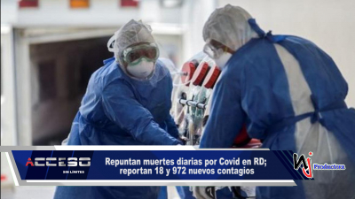 Repuntan muertes diarias por Covid en RD; reportan 18 y 972 nuevos contagios