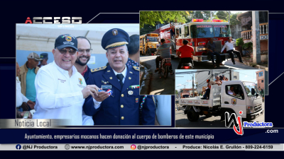 Ayuntamiento, empresarios mocanos y comisionada de new jersey hacen donación al cuerpo de bomberos de este municipio
